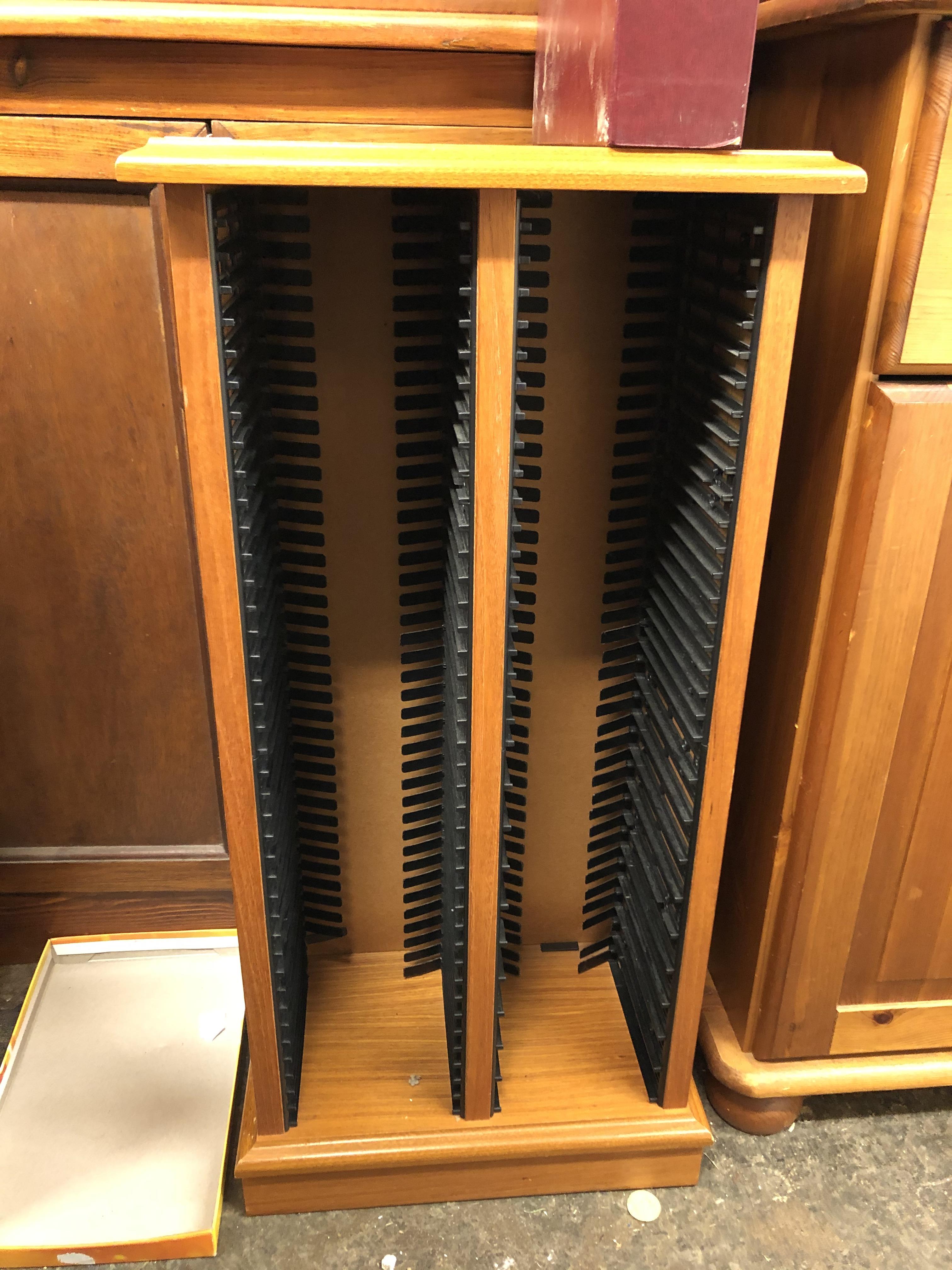 SIDE BY SIDE CD STORAGE CABINET AND A REVOLVING STORAGE CABINET - Image 2 of 2