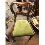 VICTORIAN ROSEWOOD KIDNEY BACKED DINING CHAIR