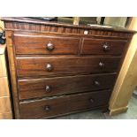 19TH CENTURY MAHOGANY TWO OVER THREE DRAWER CHEST ON BRACKET FEET