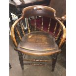 LATE 19TH CENTURY BEECH SPINDLE BACK DESK CHAIR