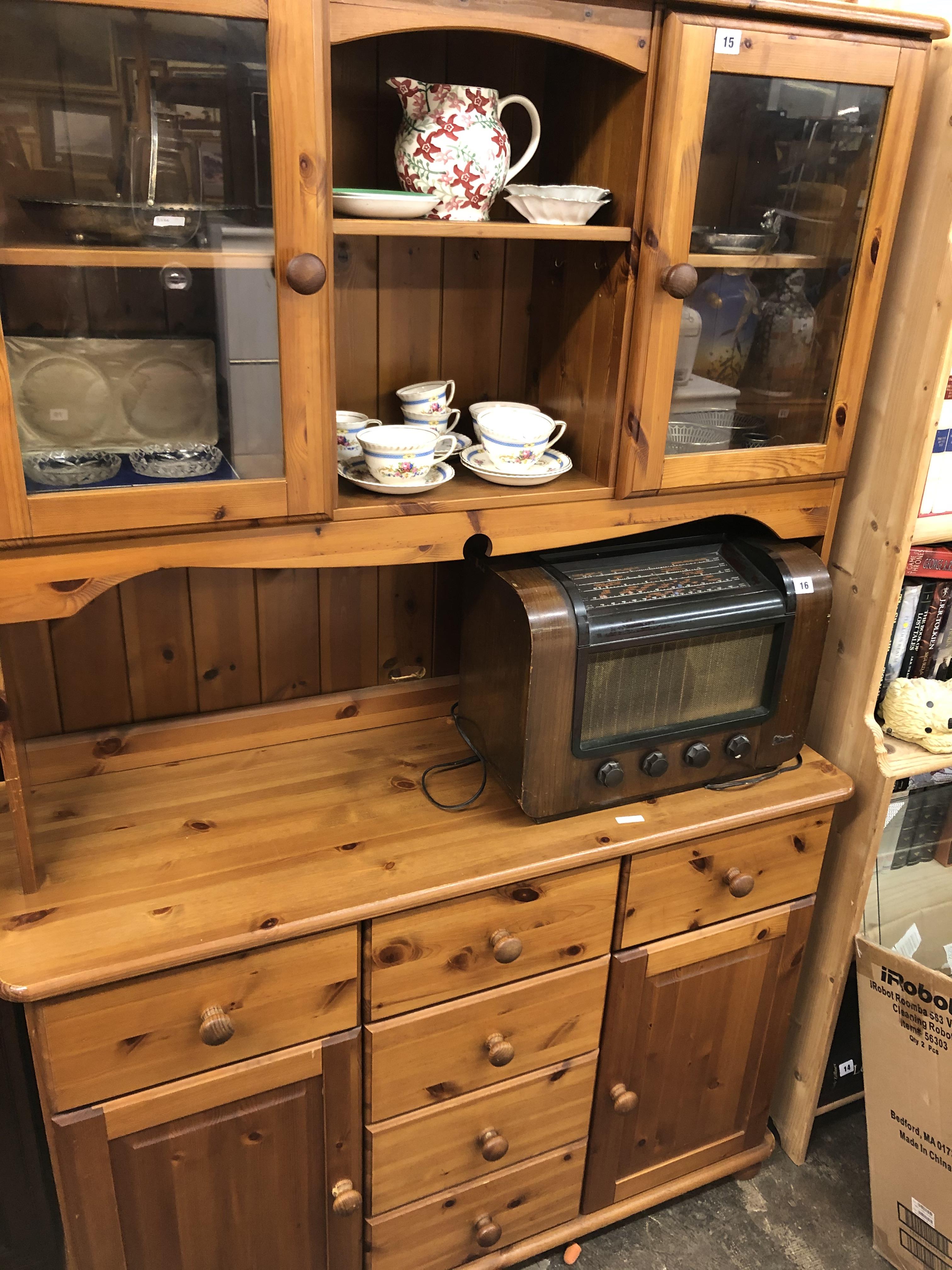 PINE GLAZED TWO DOOR DRESSER