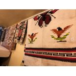 NATIVE AMERICAN INDIAN STYLE RUG AND FRINGED CARPET AND SADDLE RUG