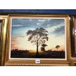 OIL ON BOARD AUSTRALIAN OUTBACK LANDSCAPE BY M.