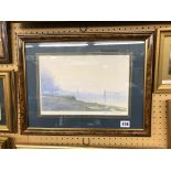 DAVID WILLIAMS SIGNED PENCIL PRINT OF THE BRIDGE IN A WINTRY LANDSCAPE 30CM X 20CM FRAMED AND