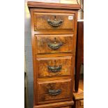 TWO WALNUT FOUR DRAWER CHEST PEDESTALS