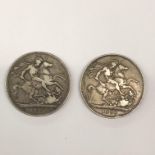 TWO 1890 VICTORIA FAILED HEAD CROWNS