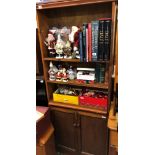 STAINED PINE BOOKCASE CUPBOARD