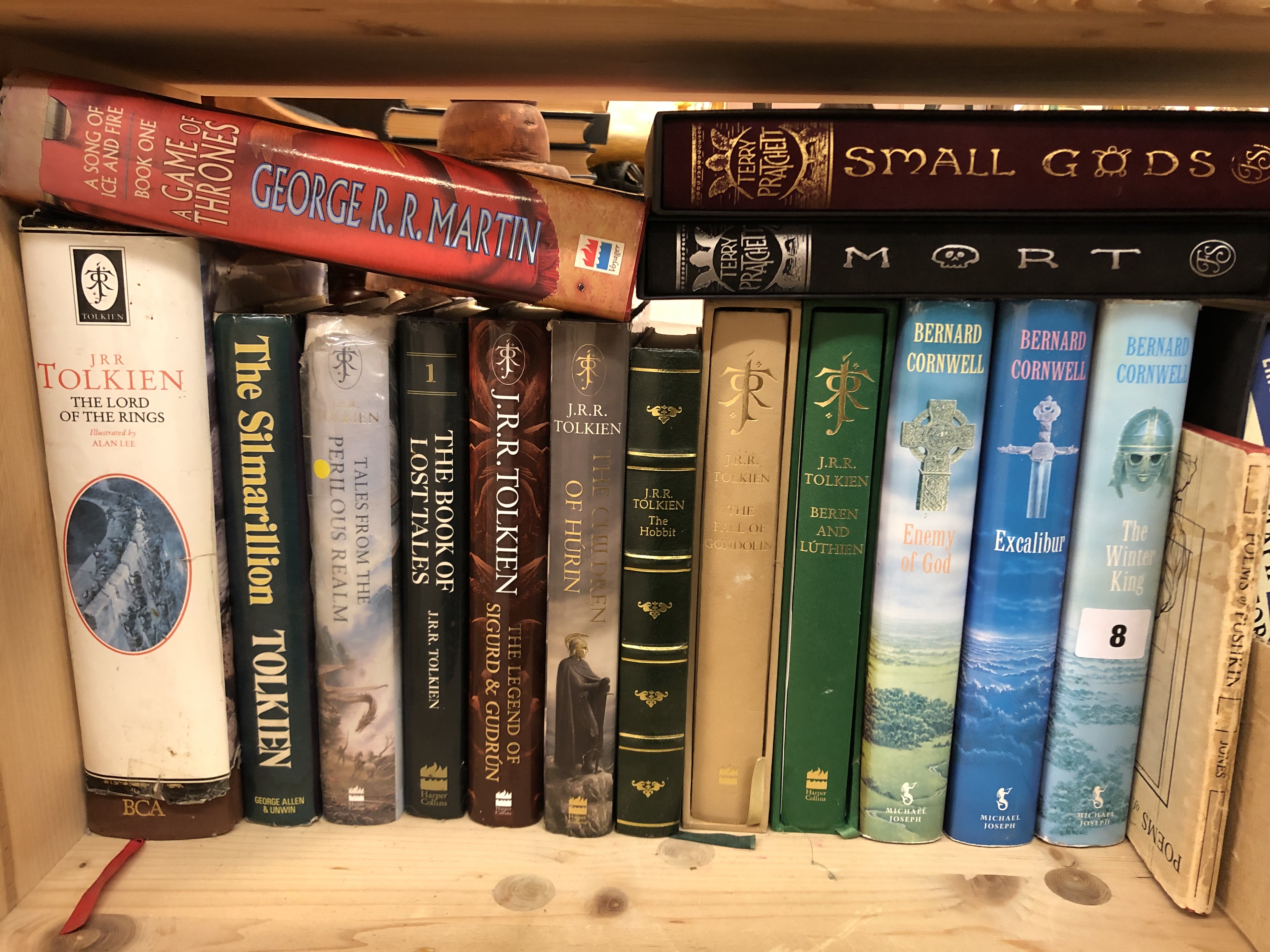 FOLIO SOCIETY TERRY PRATCHETT SMALL GODS AND MORT ALONG WITH VARIOUS JRR TOLKIEN BOOKS AND GAME OF