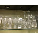 HALF SHELF OF CUT GLASSWARE