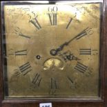 18TH CENTURY COTTAGE LONG CASE CLOCK WITH A SQUARE BRASS 10INCH DIAL SIGNED RICHARD OUGHTON OVERSLY