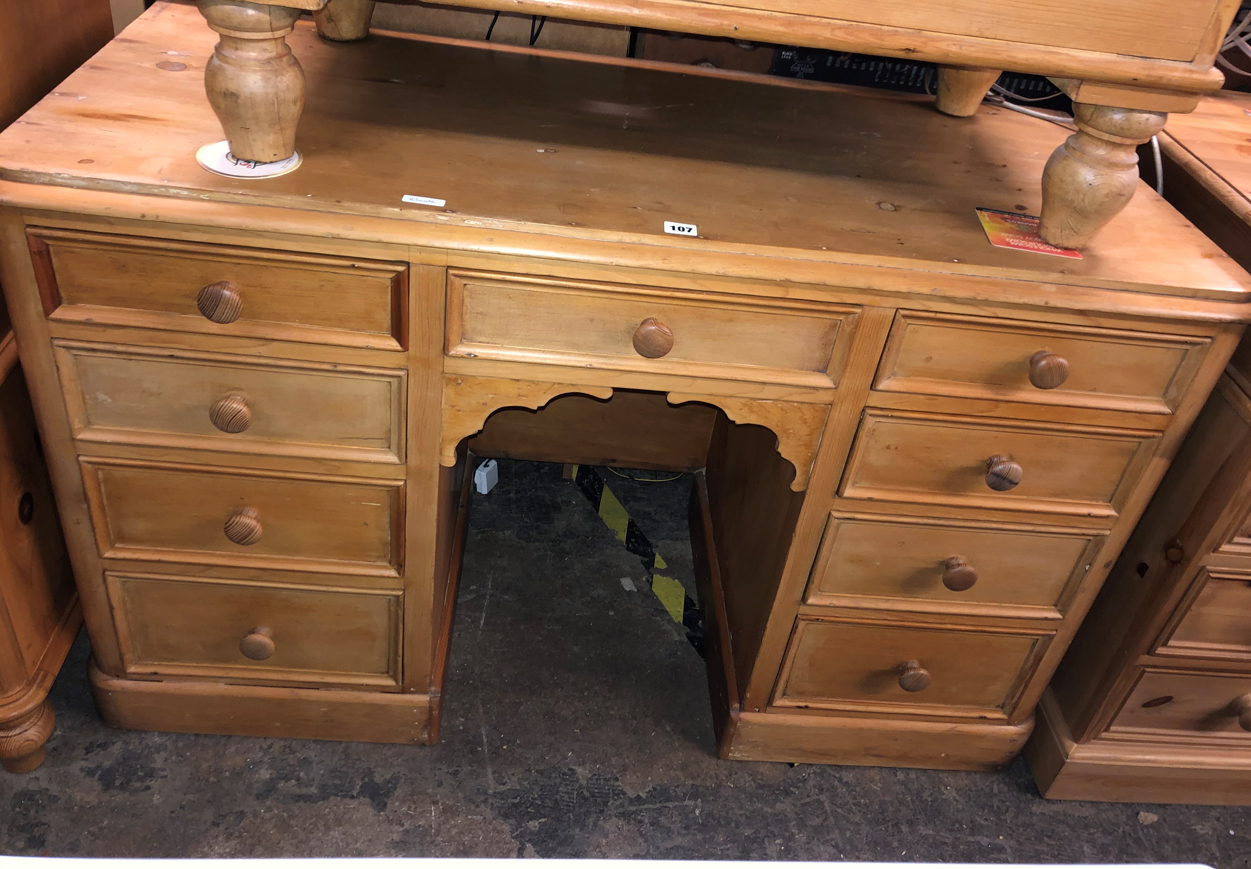 PINE NINE DRAWER DESK/DRESSING TABLE