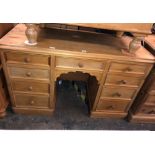 PINE NINE DRAWER DESK/DRESSING TABLE