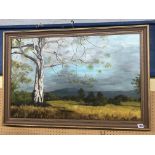 OIL ON BOARD MID AUSTRALIAN LANDSCAPE FRAMED 82CM X 52CM SIGNED M PARIS