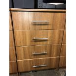 MODERN WALNUT AND CHROME EFFECT FOUR DRAWER CHEST