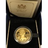 BOXED DIAMOND JUBILEE UK GOLD PLATED SILVER FIVE POUND COIN