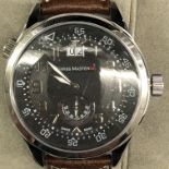 GENTLEMANS SWISS MASTER WRISTWATCH ON LEATHER STRAP