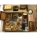 GOOD SELECTION OF COSTUME JEWELLERY, DECORATIVE BOXES, LOOSE BEADS,