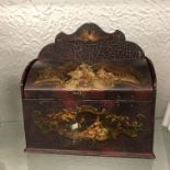 VICTORIAN PAINTED PAPIERMACHE STATIONERY BOX