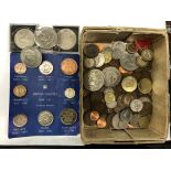 A TUB OF PRE DECIMAL TEN PENCE'S, FIVE PENCE'S, CHURCHILL CROWNS, FIVE SHILLING CROWN,