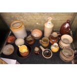 SHELF OF VARIOUS STUDIO POTTERY WARES