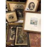 ANTIQUARIAN ENGRAVINGS INCLUDING EVE TEMPTING ADAM AND COLOURED TINTED TOPOGRAPHICAL PRINTS