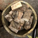 LARGE BRASS SHALLOW BOWL OF LOG OFFCUTS