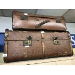 VINTAGE BANDED CABIN TRUNK AND SUITCASE