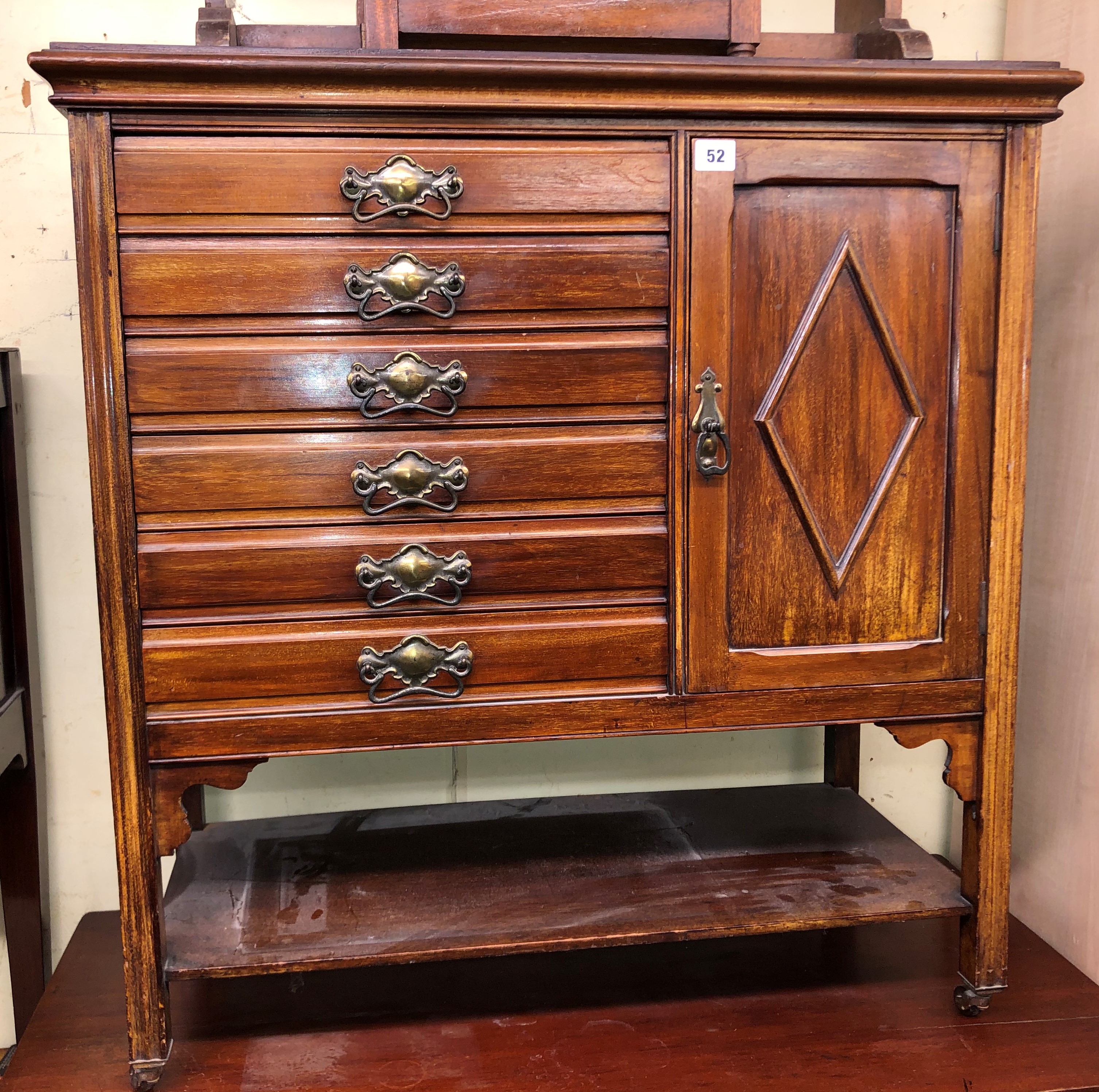 EDWARDIAN BEECH SIX DRAWER MANUSCRIPT CHEST