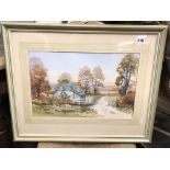 WATERCOLOUR THE GAME KEEPERS COTTAGE ENNIS BURNETT FRAMED AND GLAZED