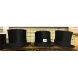 THREE VINTAGE TOP HATS DUNN AND CO LONDON, LINCOLN AND CO LONDON,