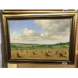 EDWARD M ELLIOTT OIL ON PANEL OF THE CORN FIELD FRAMED WIDTH 45CM X 30CM