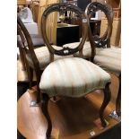 GOOD SET OF FOUR VICTORIAN WALNUT UPHOLSTERED CABRIOLE LEG DINING CHAIRS