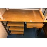 SMALL TEAK EFFECT PEDESTAL DESK AND MOBILE UNIT