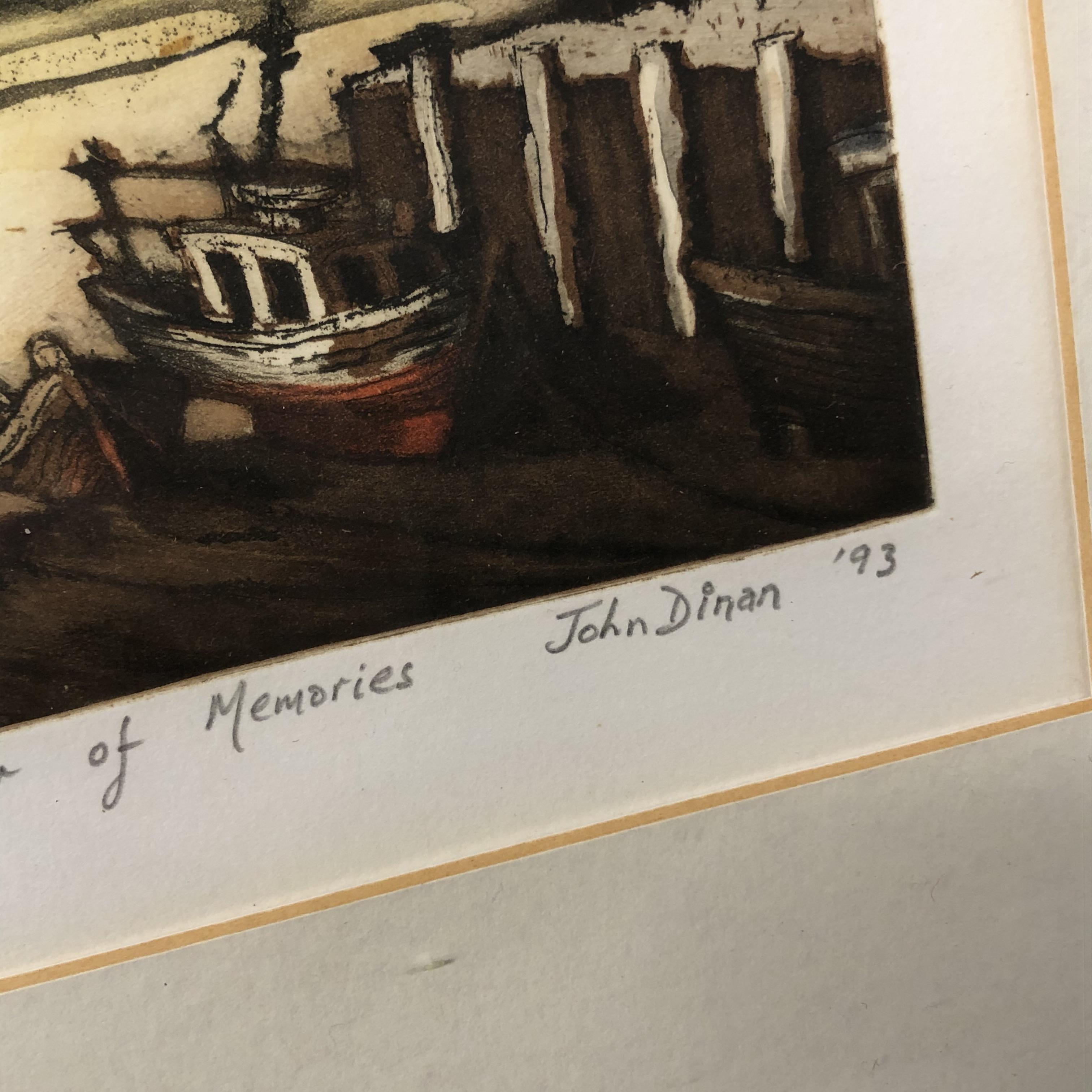 JOHN DINAN IRISH SCHOOL LIMITED EDITION PRINT 18/85 ENTITLED HARBOUR OF MEMORIES F/G 15 X 18CM - Image 4 of 4
