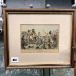 TINTED ANTIQUARIAN PRINT THE BATTLE OF THE BOYNE F/G