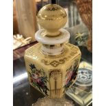 VICTORIAN BOTANICAL SPRAY GILDED SCENT BOTTLE AND STOPPER
