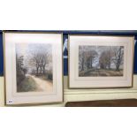 PAIR OF WATERCOLOURS OF AUTUMNAL LANDSCAPES,