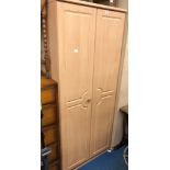 BEECH EFFECT TWO DOOR WARDROBE