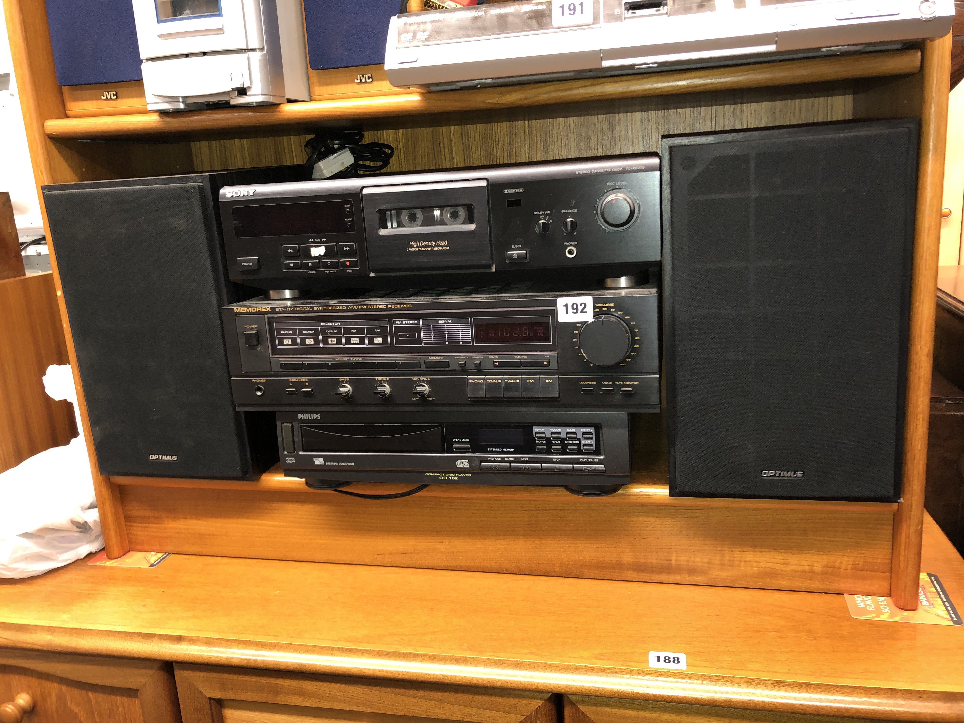 SONY STEREO CASSETTE DECK, PHILLIPS CD PLAYER,