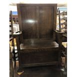 OAK BOX HALL BENCH SEAT/CANE STAND