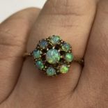 9CT GOLD OPAL CLUSTER DRESS RING SIZE M 2.