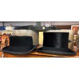 TWO BOXED TOP HATS WITH GLOVES