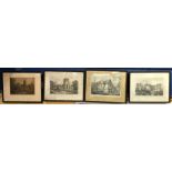 SELECTION OF ETCHINGS AND BLACK AND WHITE PRINTS OF LEICESTERSHIRE AND HALIFAX F/G INCLUDING