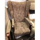 BROWN FLORAL DRALON HIGH BACKED WING BCHAIR