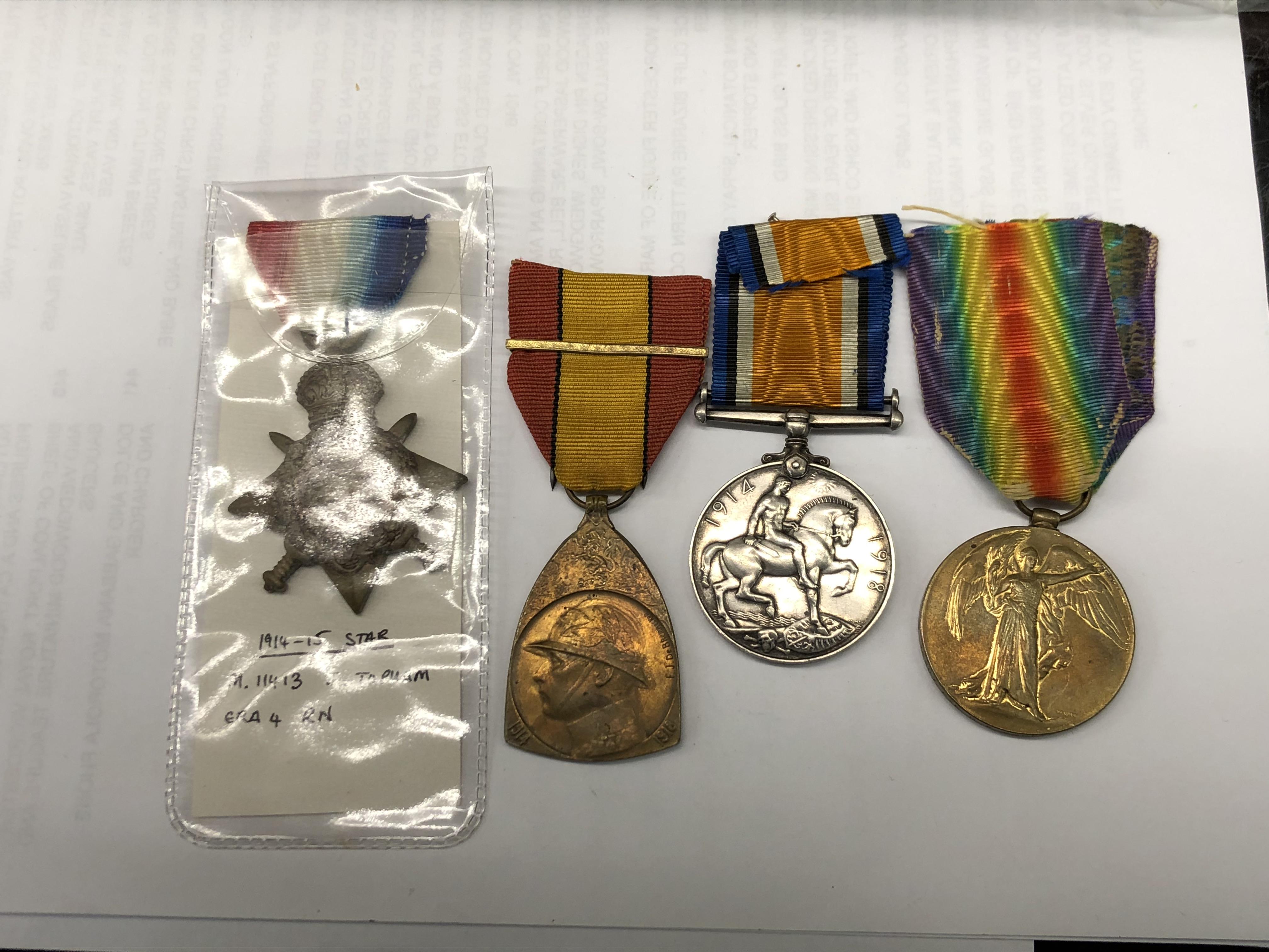 WWI MEDALS - 1914-1918 815142 A.BMBR.W.H.BELL R.A, MEDAL TO 19207 PTE CW COOPER DEVON.