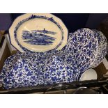 BURLEIGH ARDEN BLUE AND WHITE DINNER SERVICE WITH TUREENS