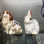 ROYAL CROWN DERBY SNOWY RABBIT AND CAVALIER KING CHARLES SPANIEL