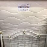 SLEEPEEZEE HYBRID 2000 DOUBLE BED AND WHITE PAINTED TUBULAR HEADBOARD