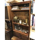 STAINED PINE BOOKCASE CUPBOARD