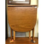 NARROW TEAK OVAL DROP FLAP TABLE